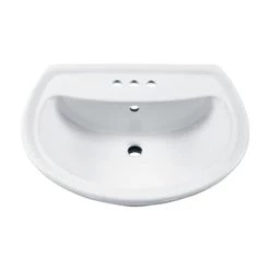 American Standard Cadet Pedestal Vitreous China Bathroom Sink with 3 Pre-Drilled 4" Centerset Faucet Holes - Pedestal Base Sold Separately
