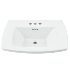 American Standard Edgemere 25" Fireclay Pedestal Bathroom Sink with 3 Faucet Holes at 4" Centers and Overflow - Less Pedestal