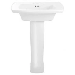 American Standard Edgemere 25" Fireclay Pedestal Bathroom Sink with 3 Faucet Holes at 4" Centers and Overflow