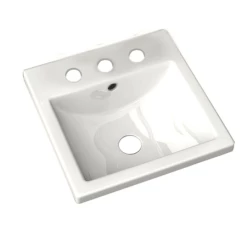 American Standard Studio Carre 16-3/8" Drop In Porcelain Bathroom Sink For Widespread Faucets