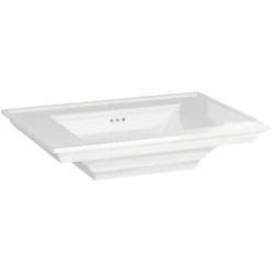 American Standard Town Square S 30" Rectangular Fireclay Pedestal Bathroom Sink with Overflow and Single Faucet Hole - Sink Only