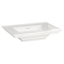 American Standard Town Square S 30" Rectangular Fireclay Pedestal Bathroom Sink with Overflow and 3 Faucet Holes at 4" Centers with Right Height Technology