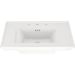 American Standard Town Square S 30" Rectangular Fireclay Pedestal Bathroom Sink with Overflow and 3 Faucets Holes at 8" Centers - Sink Only