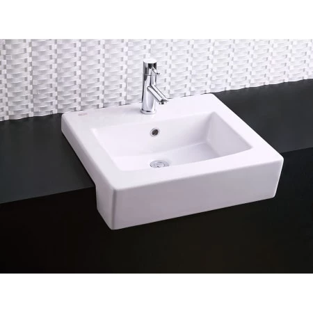 American Standard Boxe 19-3/4" Drop In Fireclay Bathroom Sink with Single Hole Faucet Mount