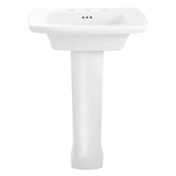 American Standard Edgemere 25" Fireclay Pedestal Bathroom Sink with 3 Faucet Holes at 8" Centers and Overflow