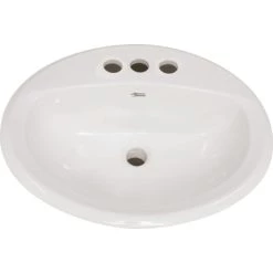 American Standard Aqualyn 20-3/8" Drop In Porcelain Bathroom Sink with 3 Holes Drilled at 8" Centers