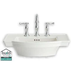American Standard Estate 24" Pedestal Bathroom Sink Only with 3 Holes Drilled (4" Centers) and Overflow