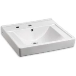 American Standard Decorum 20" Wall Mounted Bathroom Sink with EverClean Surface, Left Hand Soap Dispenser Hole, and Overflow
