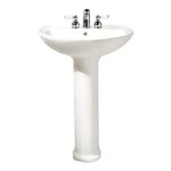 American Standard Cadet Pedestal Vitreous China Bathroom Sink with Pre-Drilled Single Faucet Hole - Pedestal Base Included