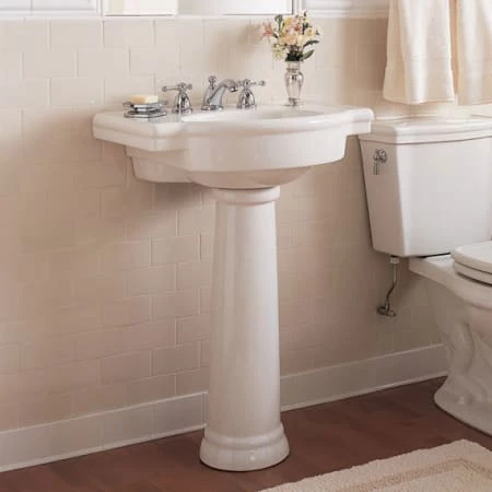 American Standard Retrospect Pedestal Bathroom Sink with Pedestal, 27" Length and Overflow - Image 2