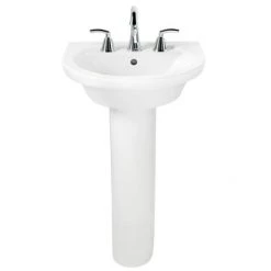 American Standard Tropic Petite Pedestal Bathroom Sink with Pedestal, 4" Centers, 21" Length and Overflow