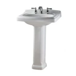 American Standard Portsmouth Pedestal Bathroom Sink with Pedestal, Single Faucet Hole, 24-3/8" Length and Overflow