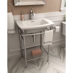 American Standard Edgemere 25" Fireclay Console Bathroom Sink with Single Faucet Hole and Polished Chrome Console