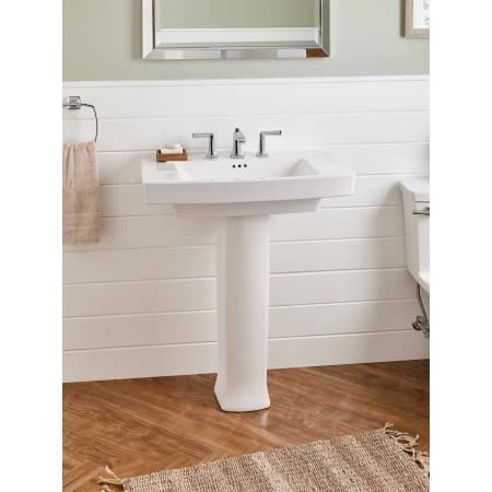 American Standard Townsend 30" Fireclay Pedestal Bathroom Sink with 3 Faucet Holes at 8" Centers and Overflow - Less Pedestal - Image 3